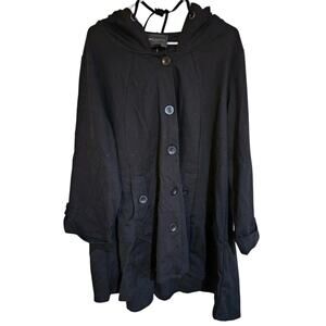 CHRISTIAN SIRIANO Ponte Swing Jacket Coat Women's Hood Black Size 3X NWT